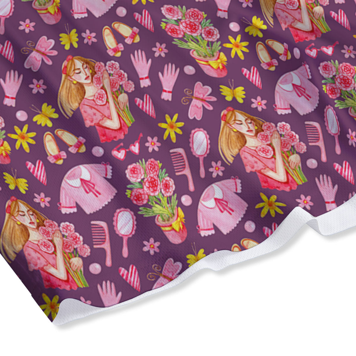 Flower And Girly Print Pattern Mesh Shorts