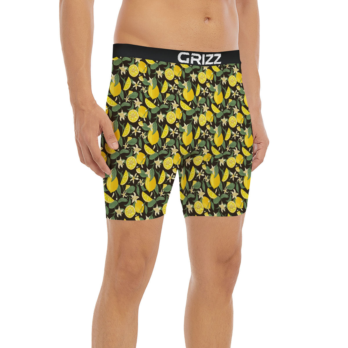 Flower And Lemon Print Pattern Boxer Briefs-grizzshop