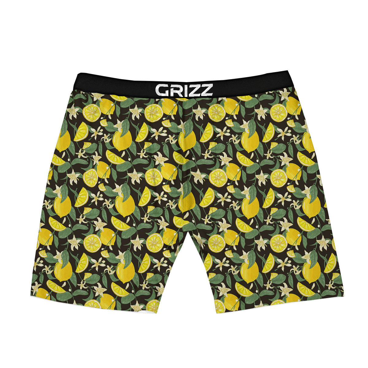 Flower And Lemon Print Pattern Boxer Briefs-grizzshop