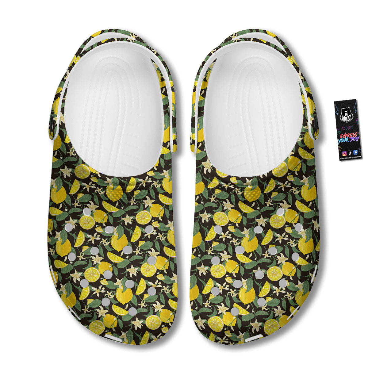 Flower And Lemon Print Pattern Clog-grizzshop