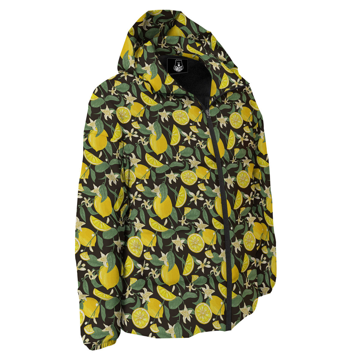 Flower And Lemon Print Pattern Down Jacket-grizzshop