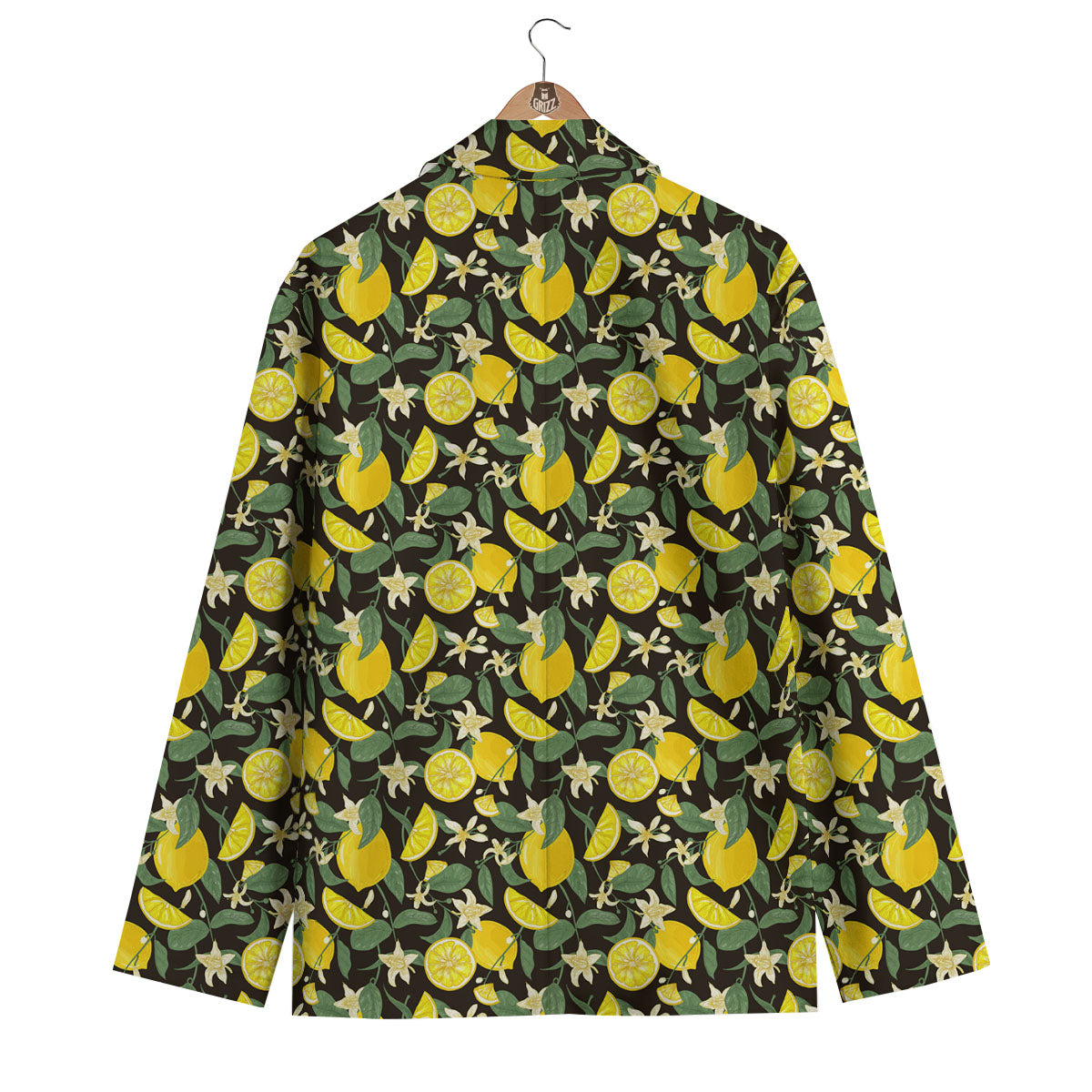 Flower And Lemon Print Pattern Men's Blazer-grizzshop