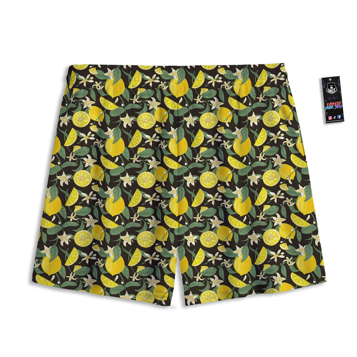 Flower And Lemon Print Pattern Mesh Shorts-grizzshop