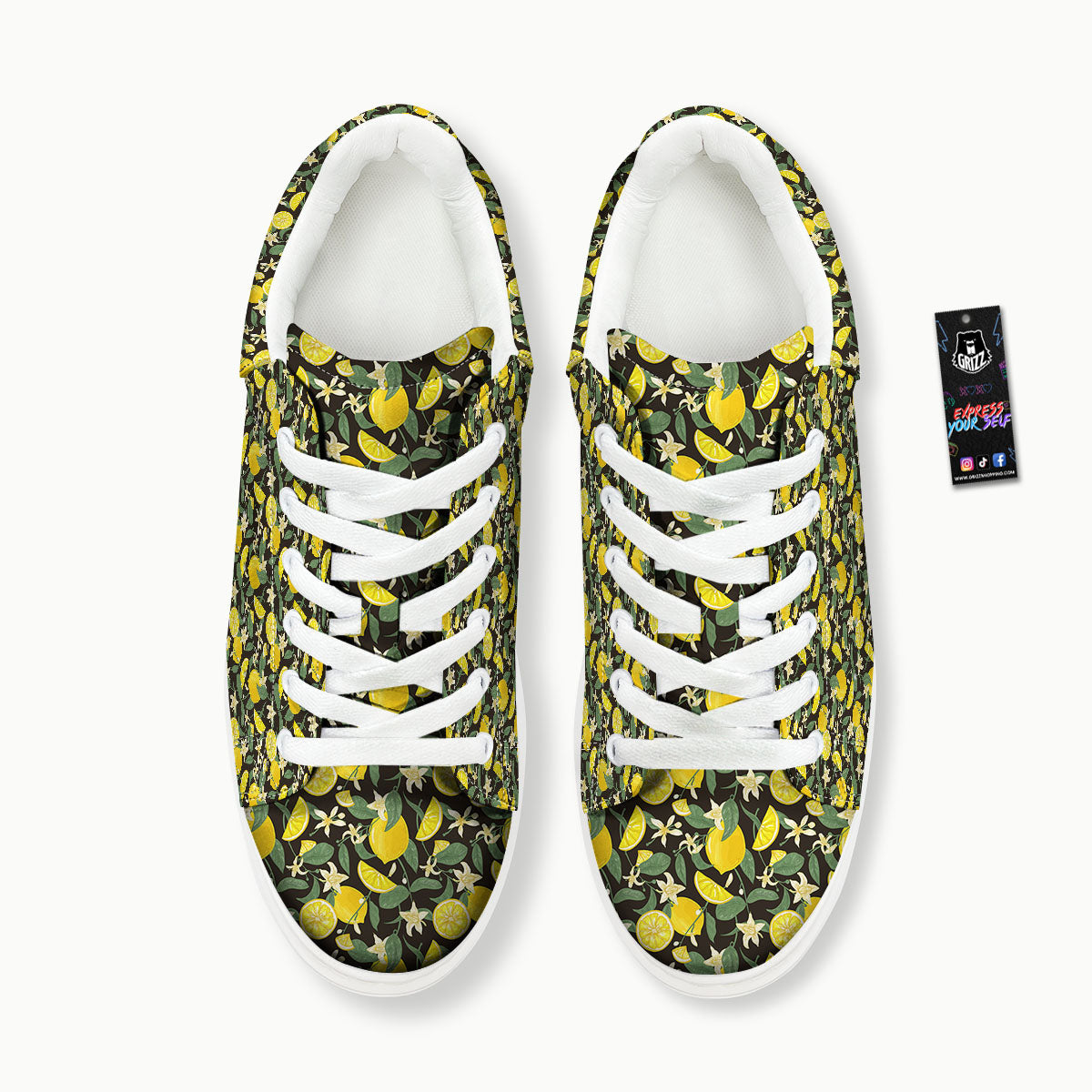 Flower And Lemon Print Pattern Platform Shoes-grizzshop