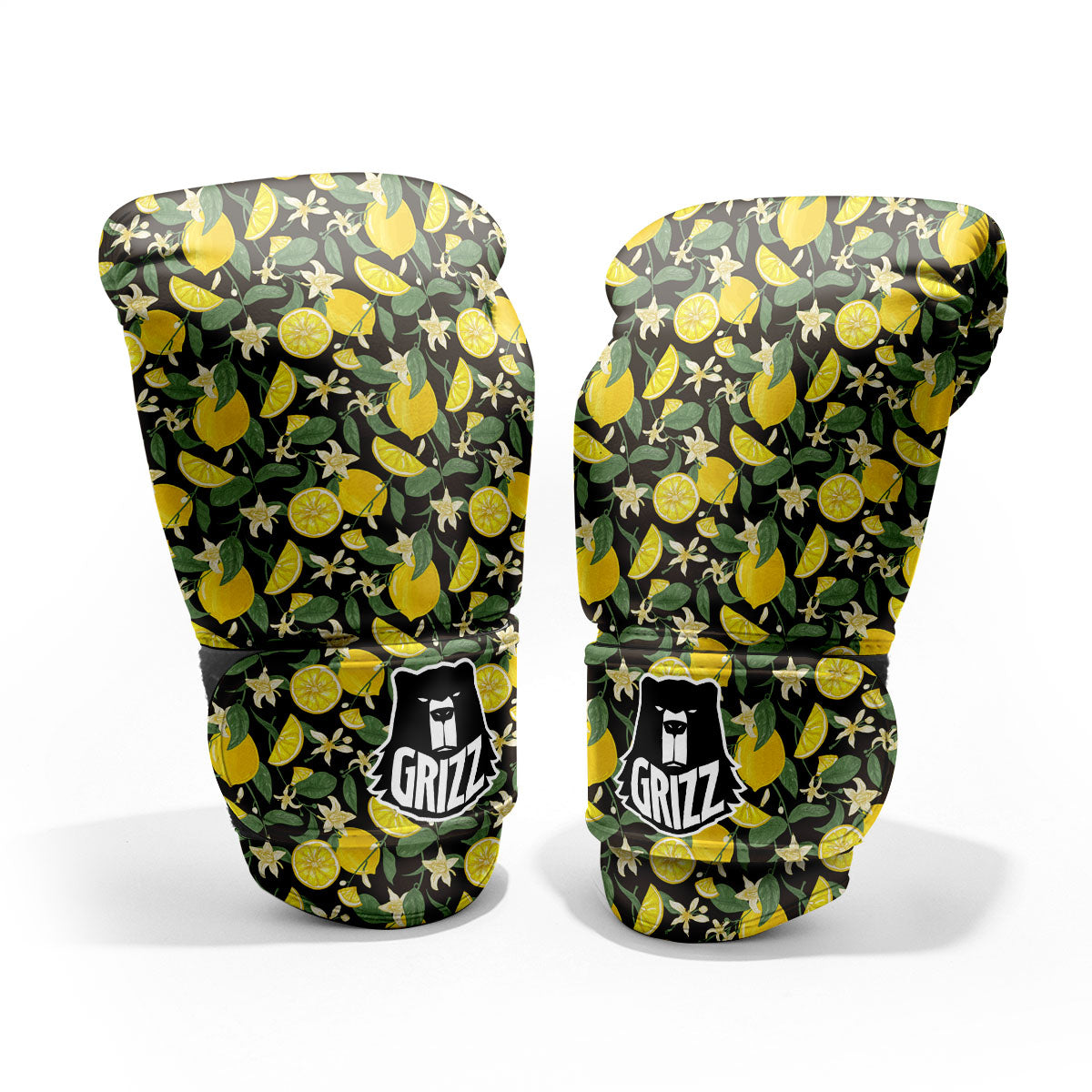 Flower And Lemon Print Pattern Sparring Gloves-grizzshop