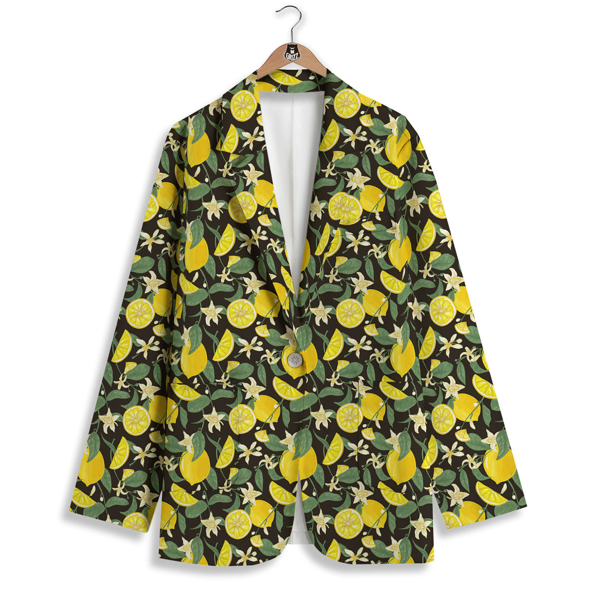 Flower And Lemon Print Pattern Women's Blazer-grizzshop