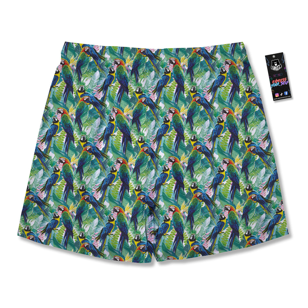 Flower And Parrot Print Pattern Men's Running Shorts-grizzshop
