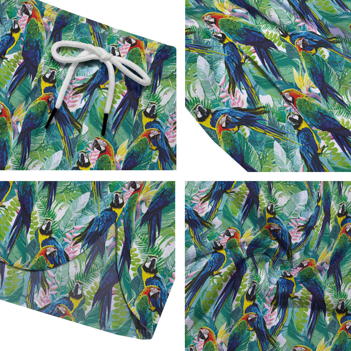 Flower And Parrot Print Pattern Men's Running Shorts-grizzshop