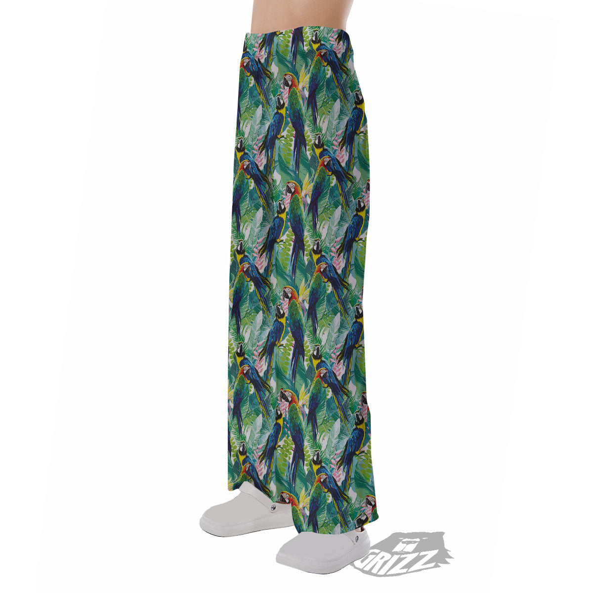 Flower And Parrot Print Pattern Pajama Pants-grizzshop