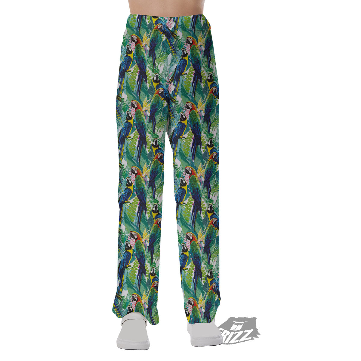 Flower And Parrot Print Pattern Pajama Pants-grizzshop