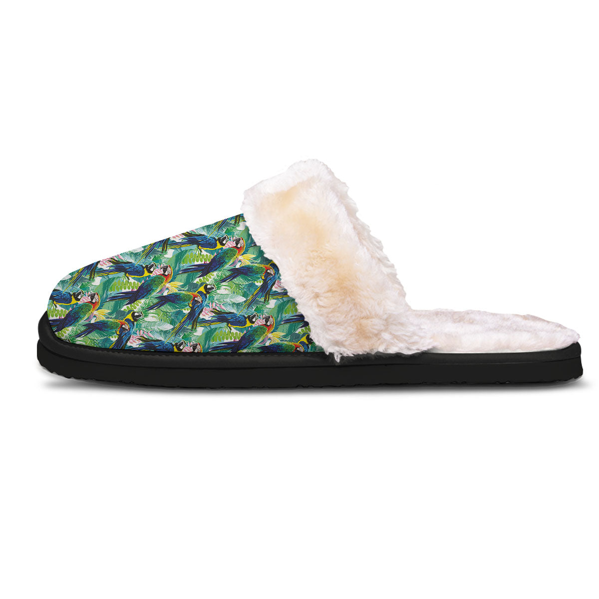 Flower And Parrot Print Pattern Slippers-grizzshop