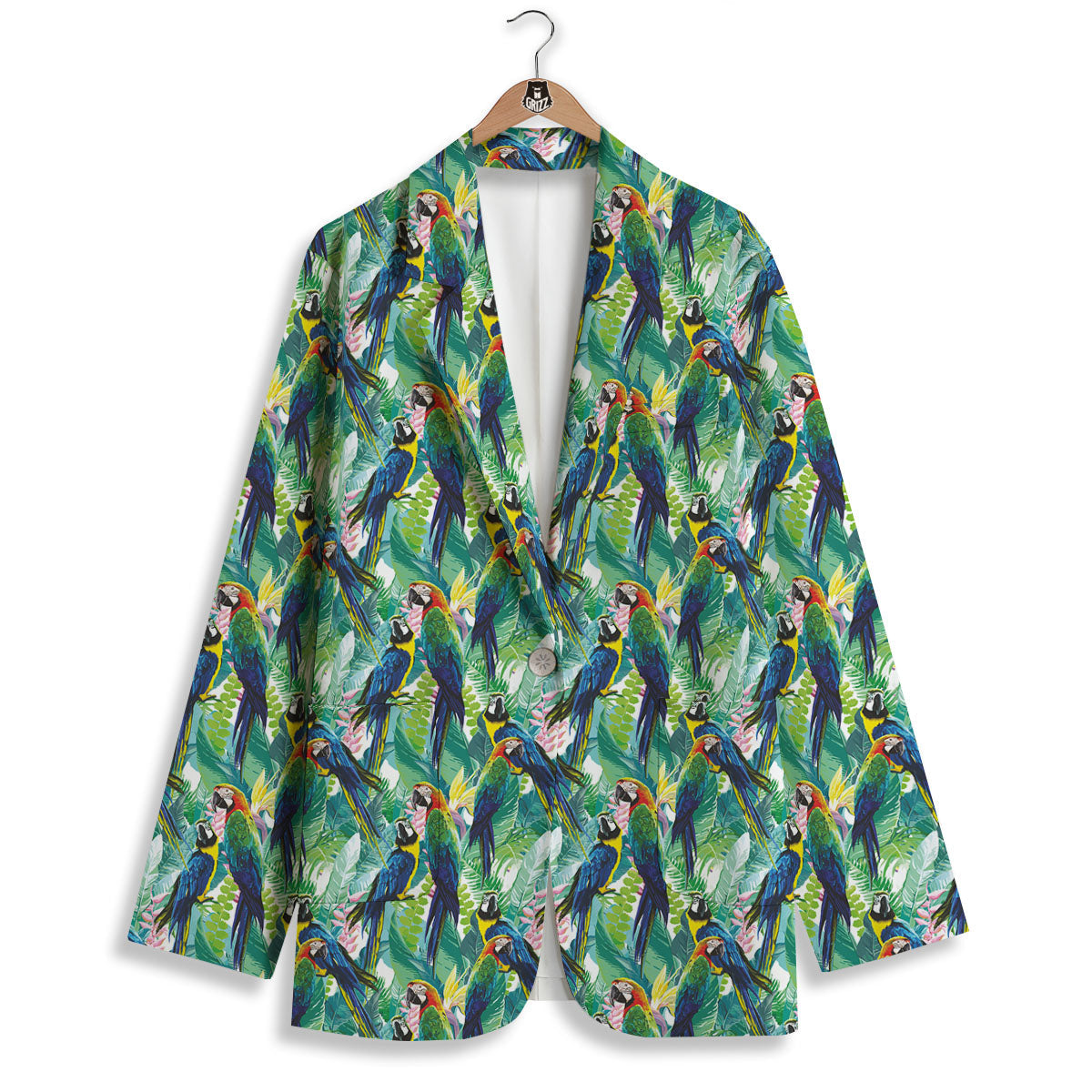 Flower And Parrot Print Pattern Women's Blazer-grizzshop