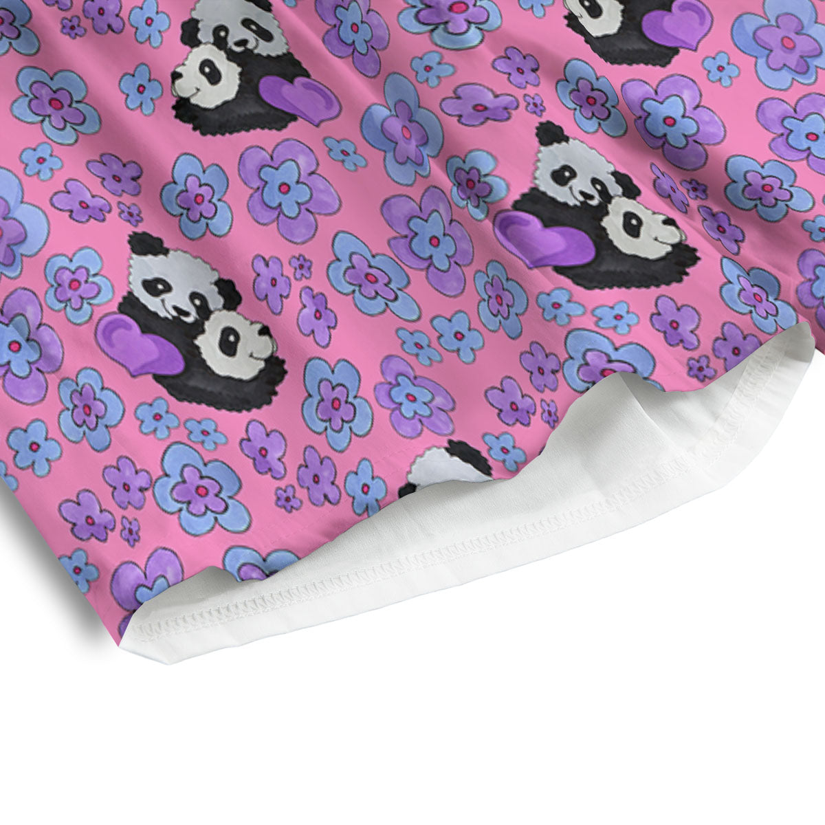 Flower And Purple Panda Print Pattern Men's Athletic Shorts