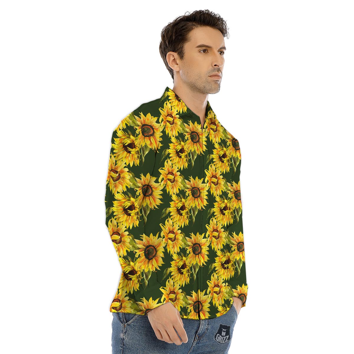 Flower And Purple Panda Print Pattern Men's Dress Shirts-grizzshop