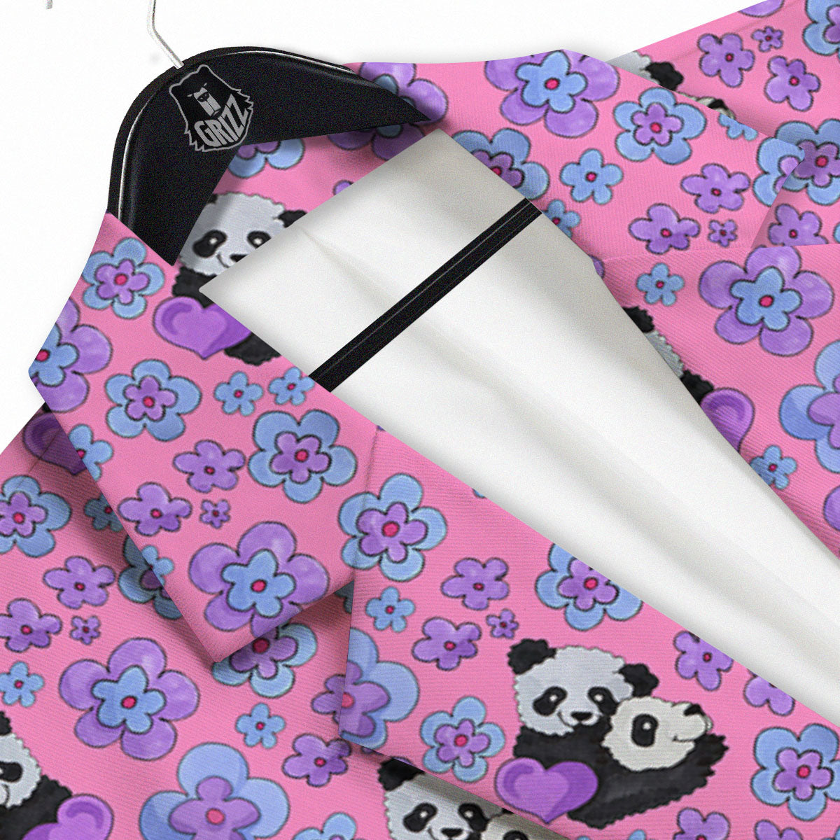 Flower And Purple Panda Print Pattern Men's Sport Coat-grizzshop