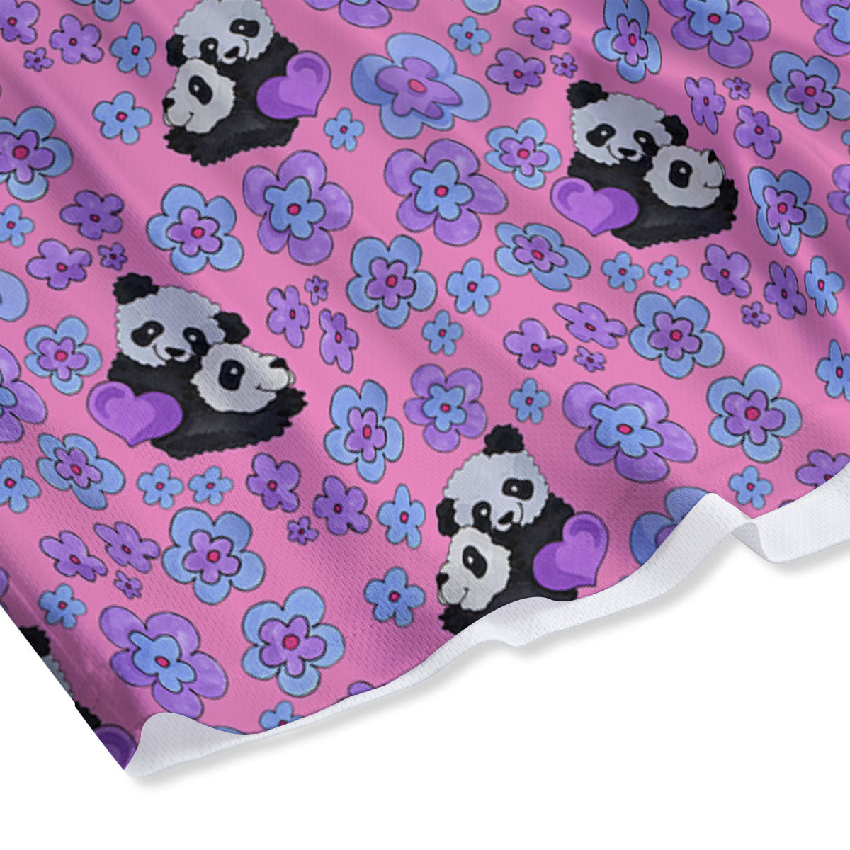 Flower And Purple Panda Print Pattern Mesh Shorts