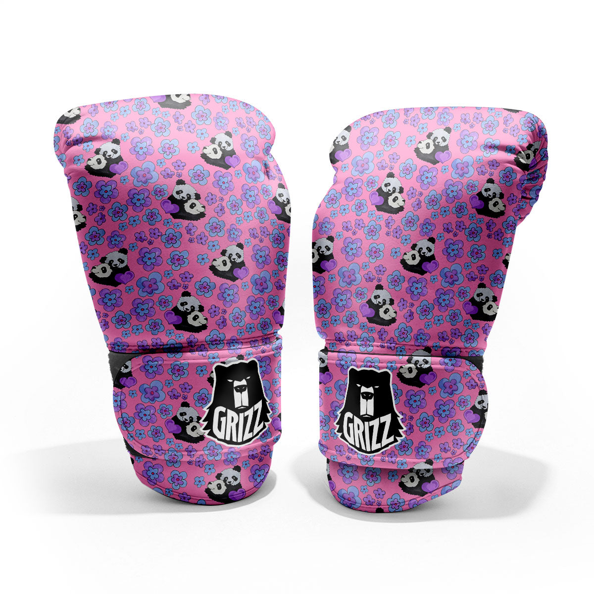 Flower And Purple Panda Print Pattern Pro Boxing Glove