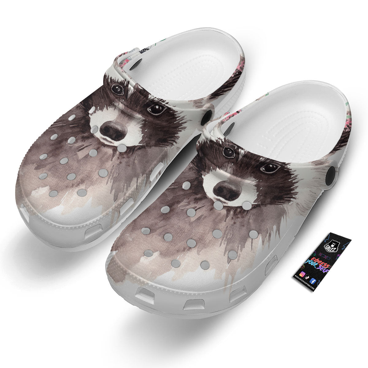 Flower And Raccoon Print Clog-grizzshop