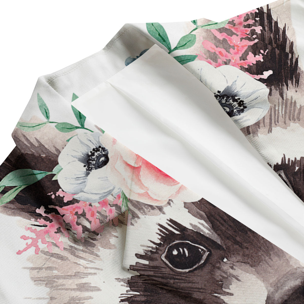 Flower And Raccoon Print Men's Blazer-grizzshop