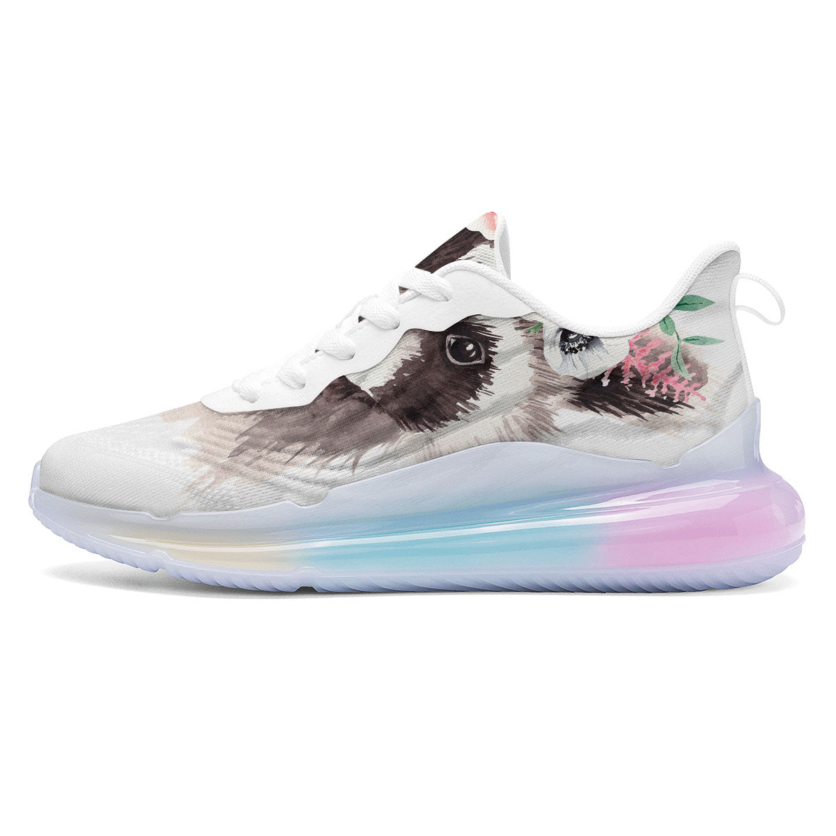 Flower And Raccoon Print Running Sneakers-grizzshop