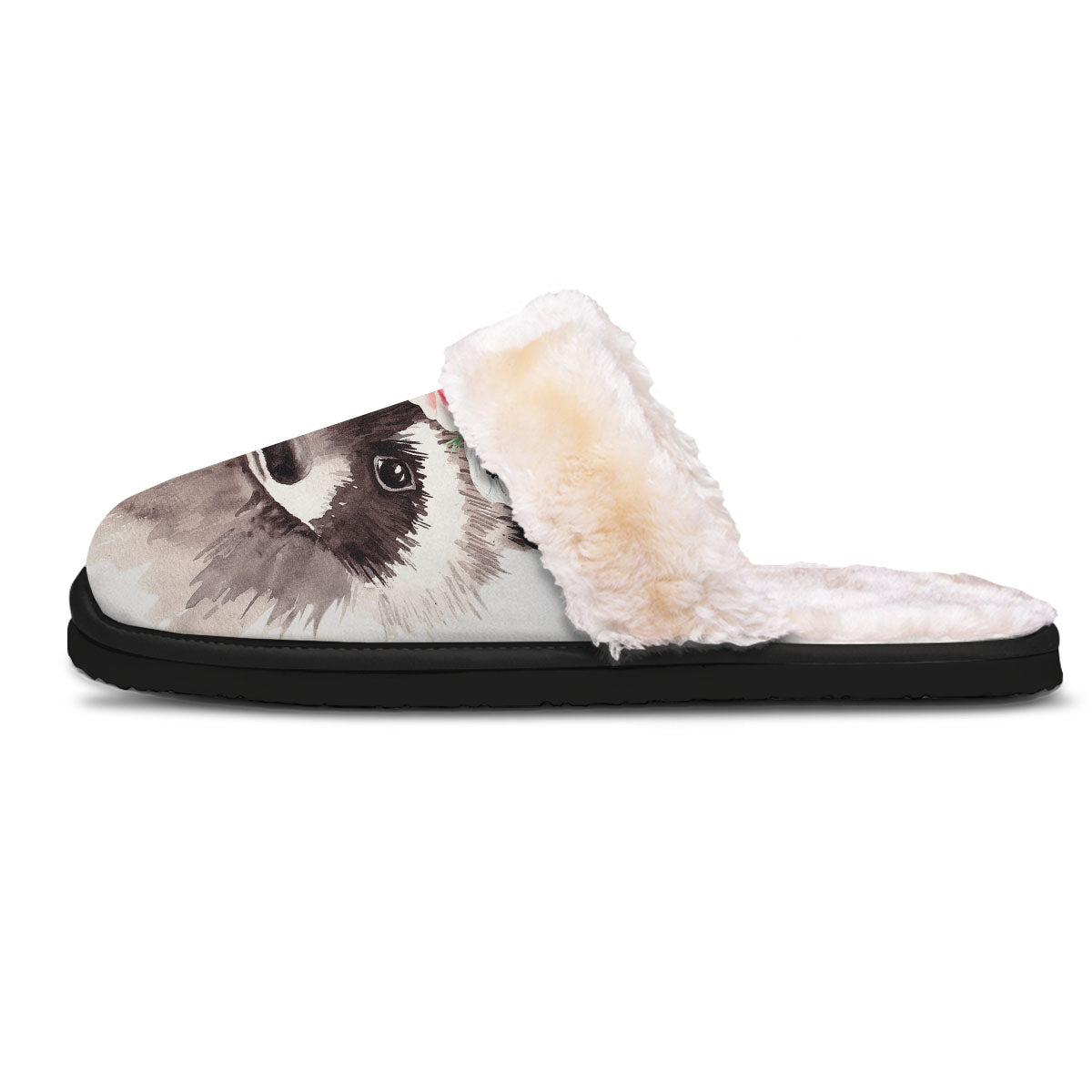 Flower And Raccoon Print Slippers-grizzshop