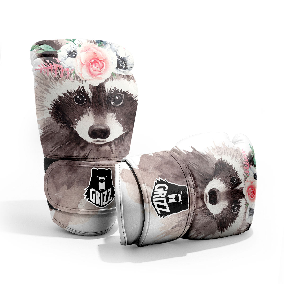 Flower And Raccoon Print Pro Boxing Glove