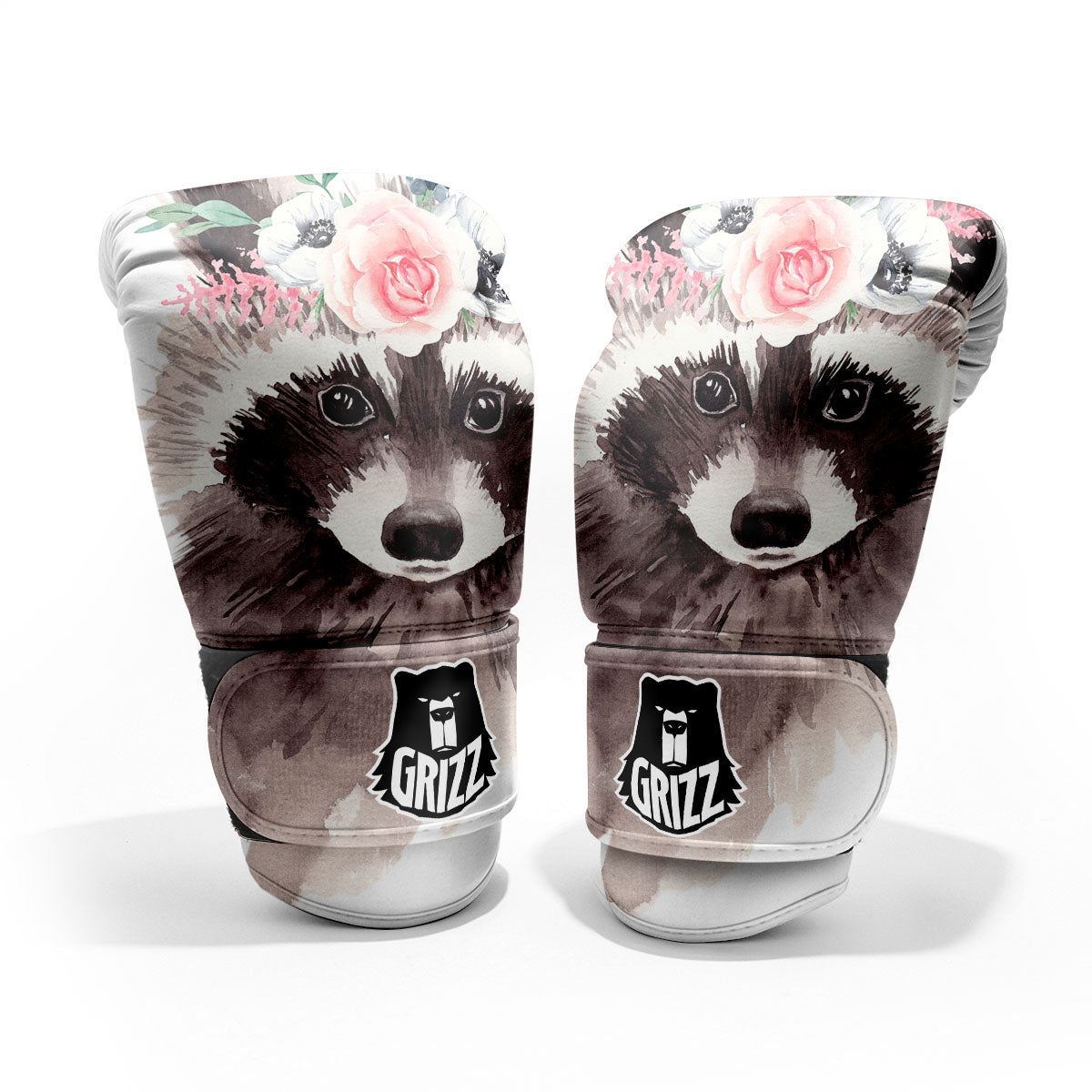 Flower And Raccoon Print Pro Boxing Glove