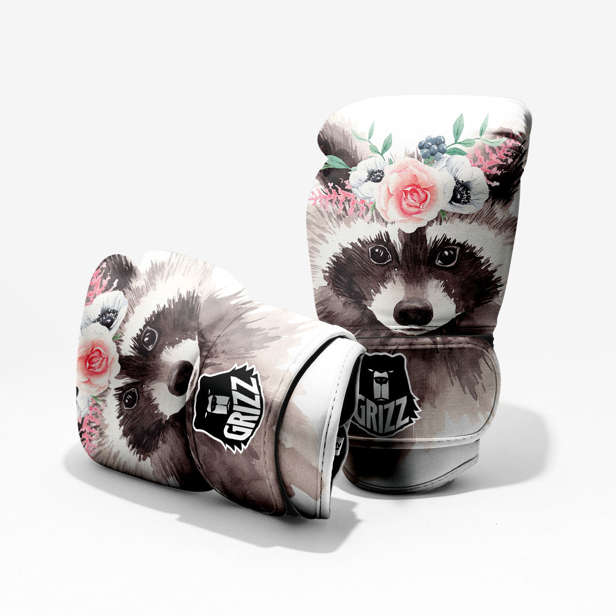 Flower And Raccoon Print Pro Boxing Glove