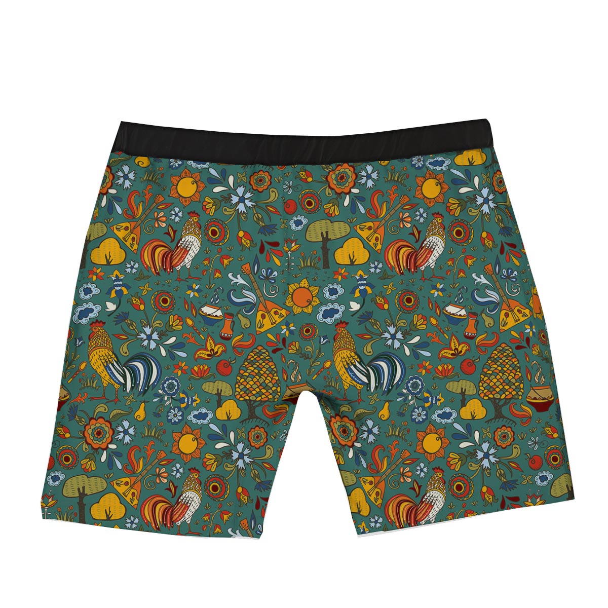 Flower And Rooster Print Pattern Boxer Briefs-grizzshop