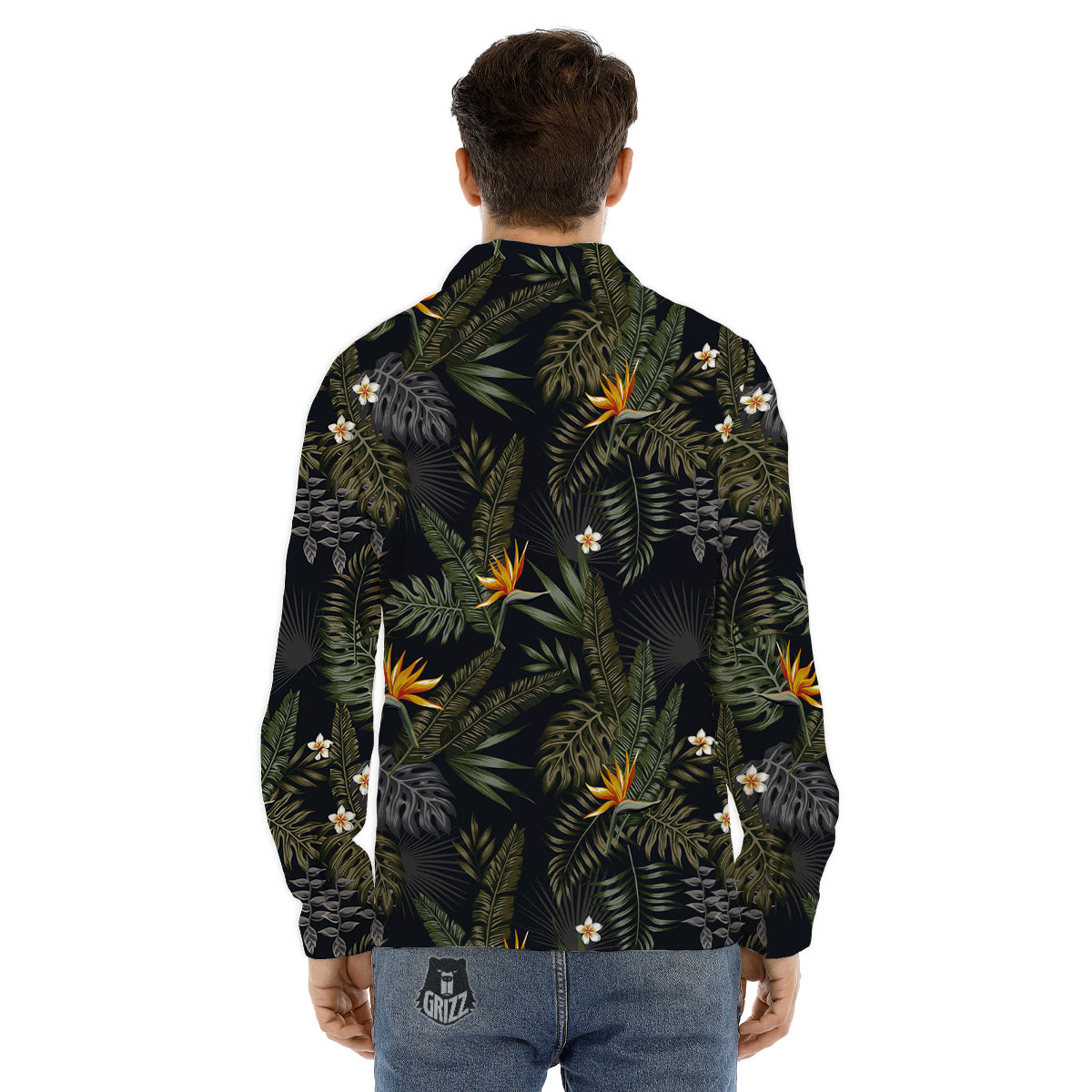 Flower And Rooster Print Pattern Men's Dress Shirts-grizzshop