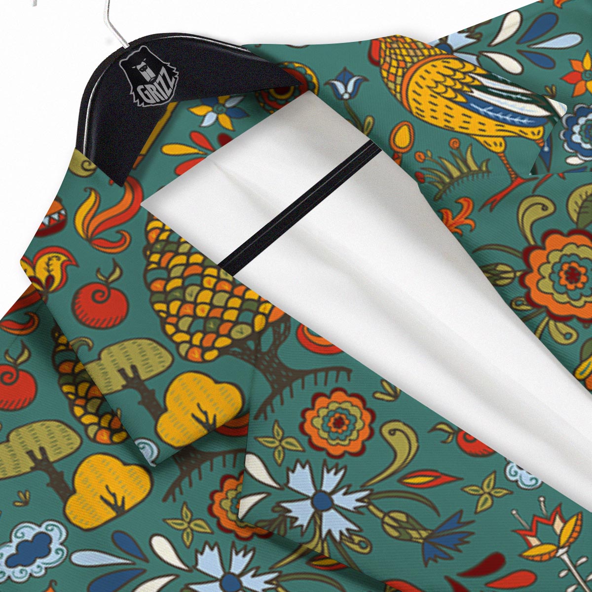 Flower And Rooster Print Pattern Men's Sport Coat-grizzshop