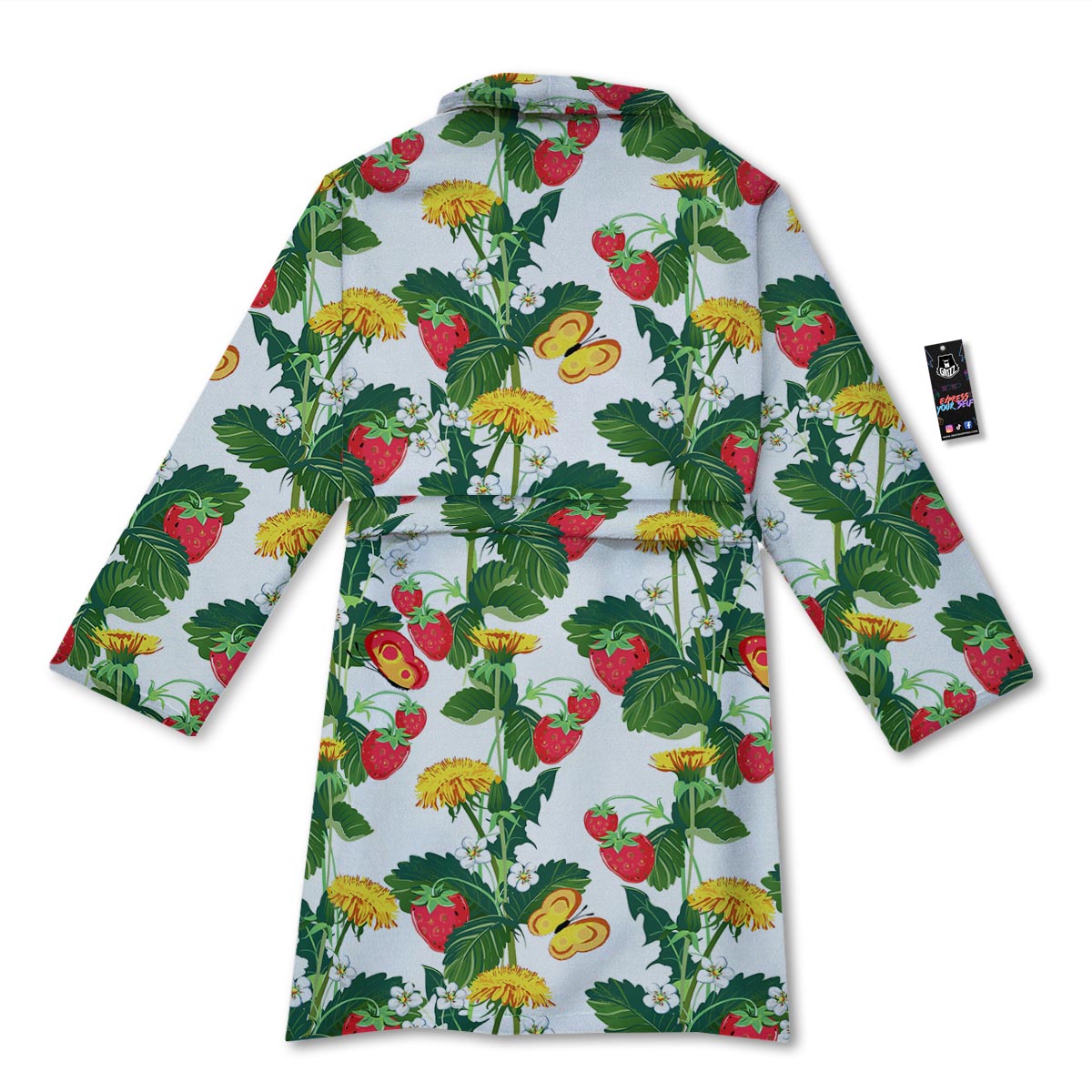 Flower And Strawberry Print Pattern Bathrobe-grizzshop