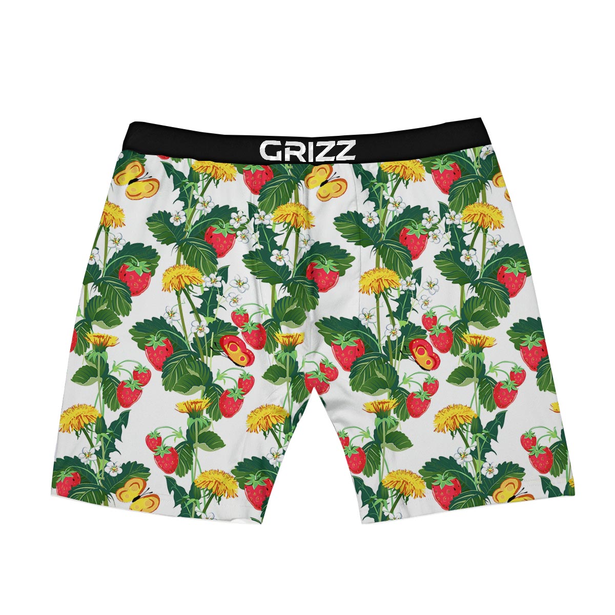 Flower And Strawberry Print Pattern Boxer Briefs-grizzshop