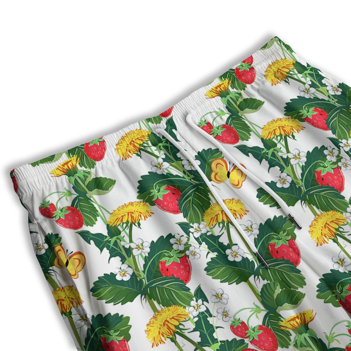 Flower And Strawberry Print Pattern Men's Athletic Shorts-grizzshop