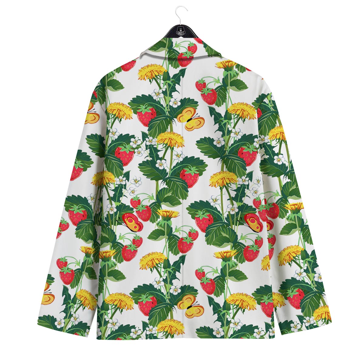 Flower And Strawberry Print Pattern Men's Sport Coat-grizzshop