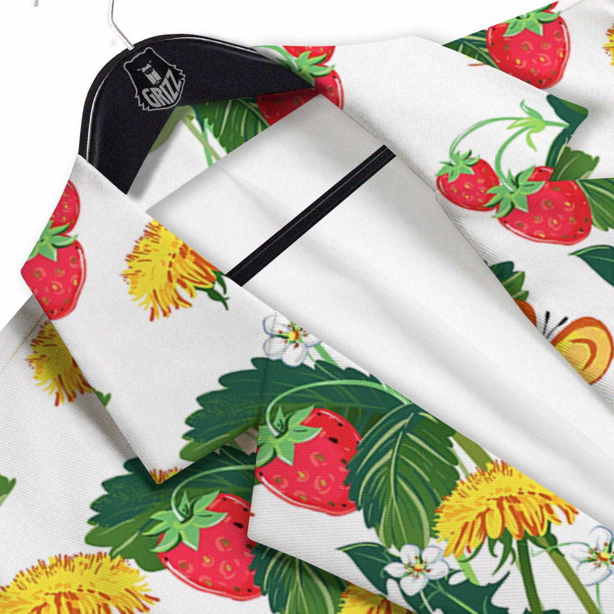Flower And Strawberry Print Pattern Men's Sport Coat-grizzshop