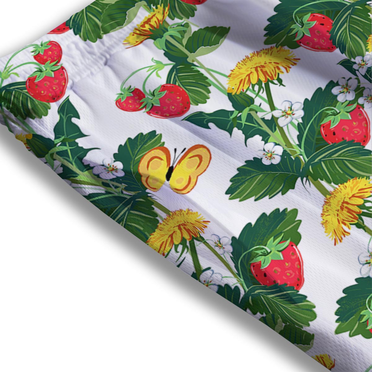 Flower And Strawberry Print Pattern Mesh Shorts-grizzshop
