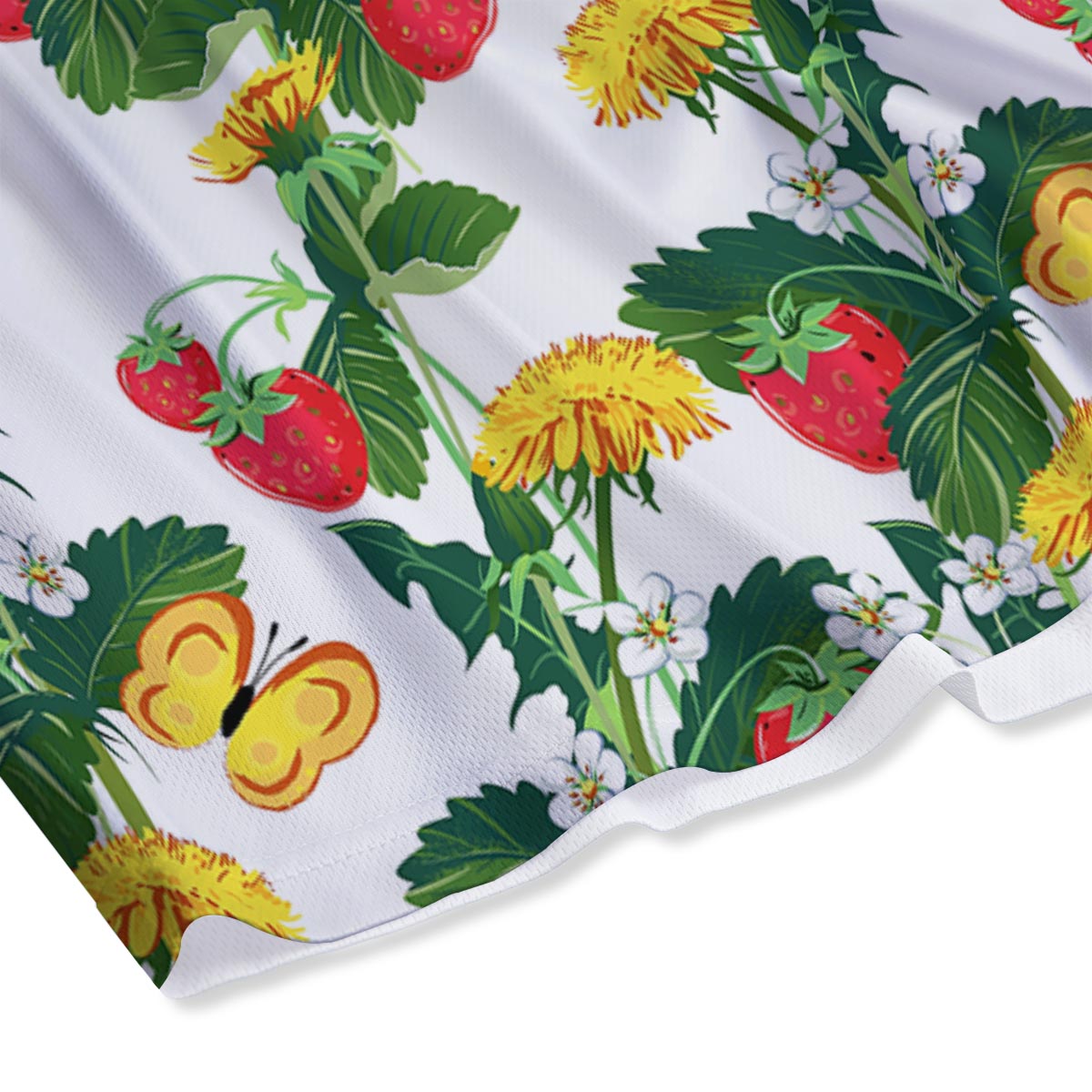 Flower And Strawberry Print Pattern Mesh Shorts-grizzshop