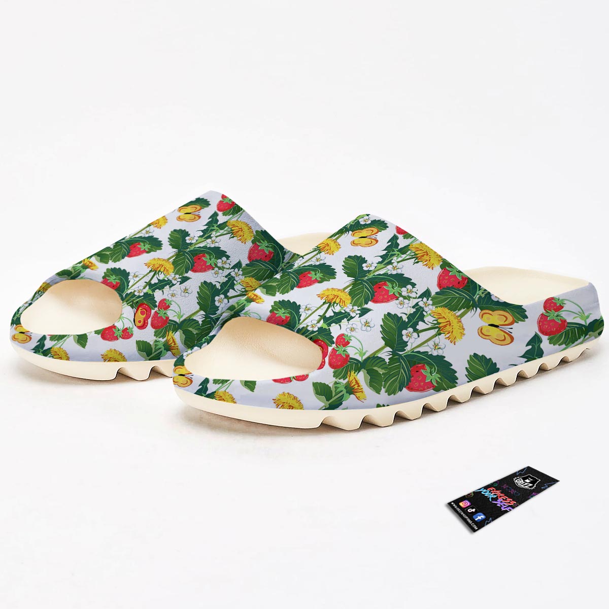 Flower And Strawberry Print Pattern Sandals-grizzshop