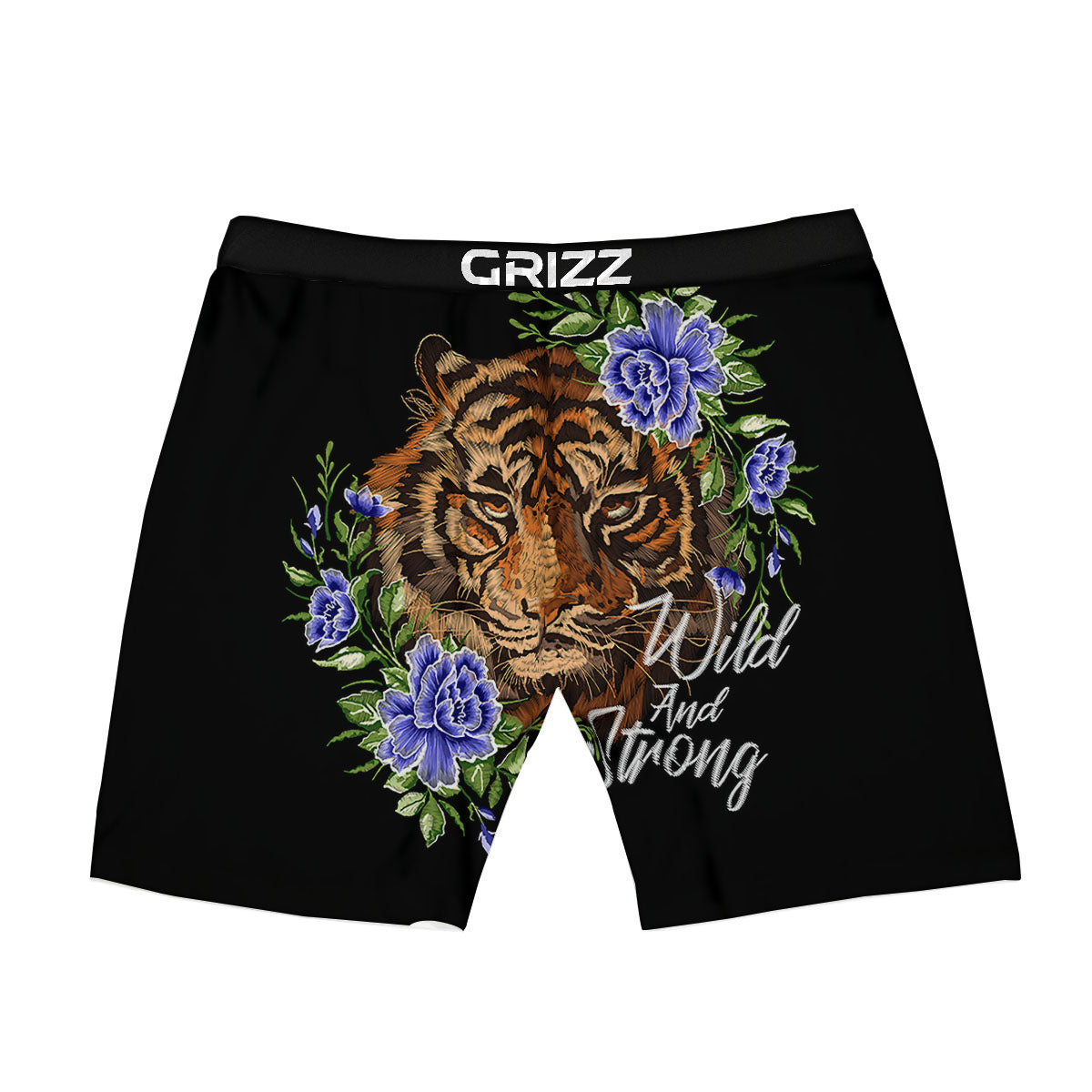 Flower And Tiger Embroidery Print Boxer Briefs-grizzshop