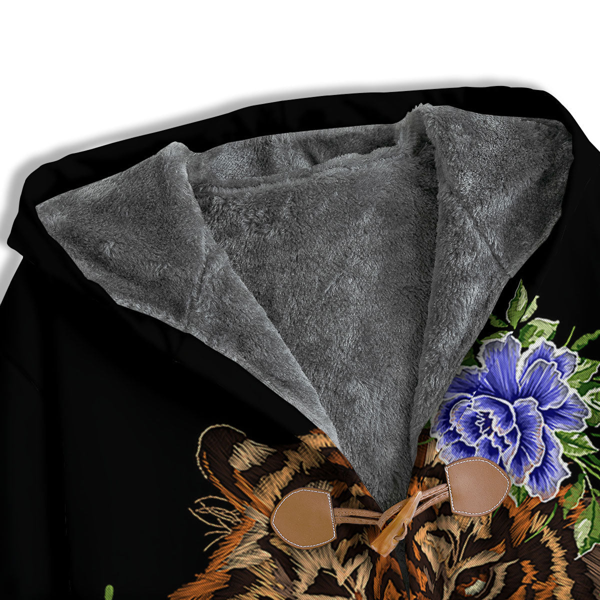 Flower And Tiger Embroidery Print Men's Windbreaker Jacket-grizzshop