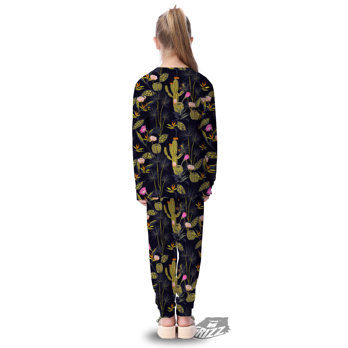 Flower And Vintage Cactus Print Pattern Kid's Pajamas-grizzshop