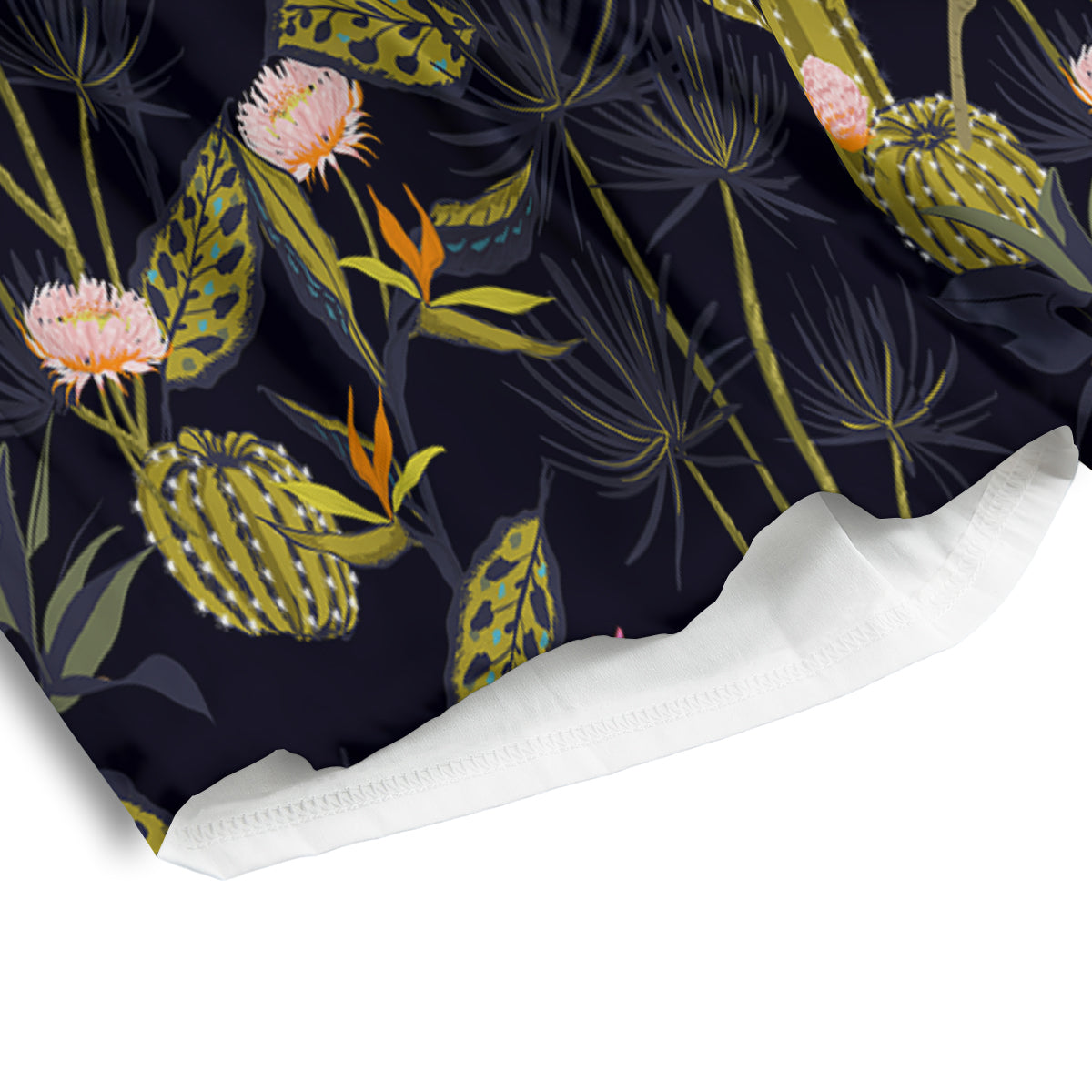 Flower And Vintage Cactus Print Pattern Men's Athletic Shorts