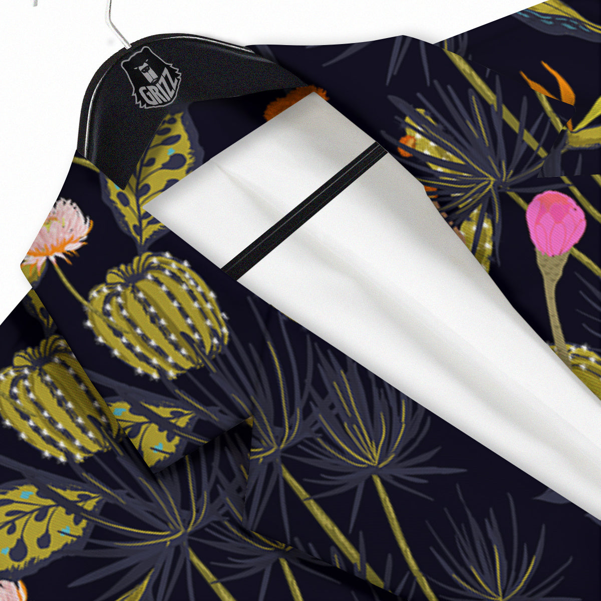Flower And Vintage Cactus Print Pattern Men's Sport Coat-grizzshop