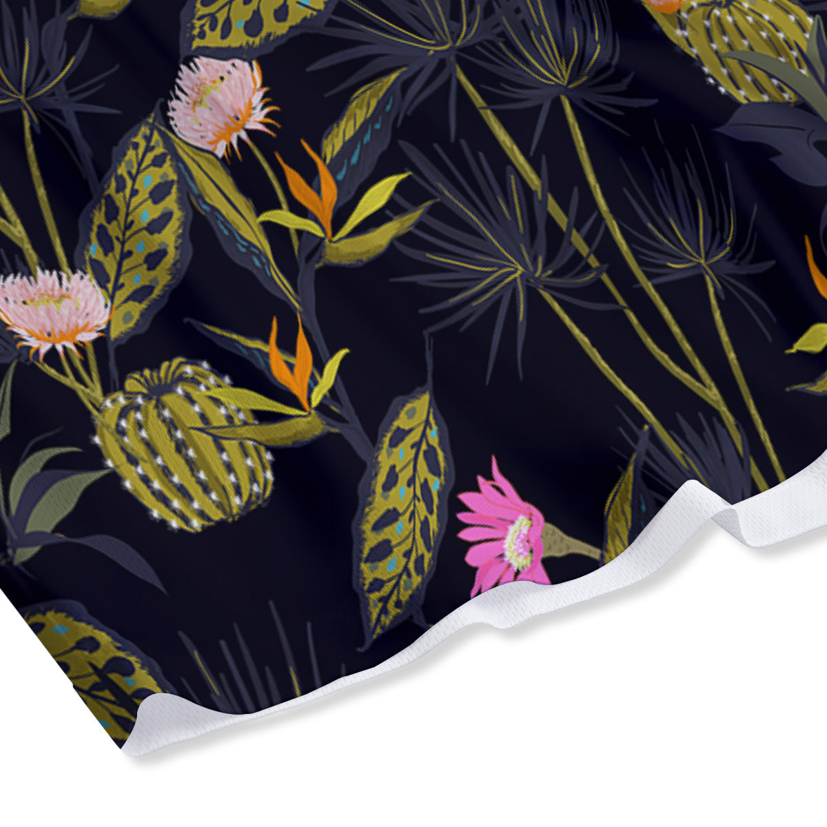 Flower And Vintage Cactus Print Pattern Mesh Shorts