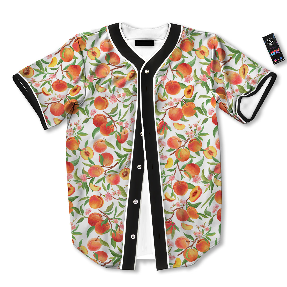 Flower Apricot And Print Pattern Baseball Jersey-grizzshop