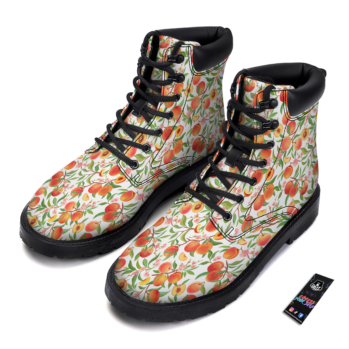Flower Apricot And Print Pattern Boots-grizzshop