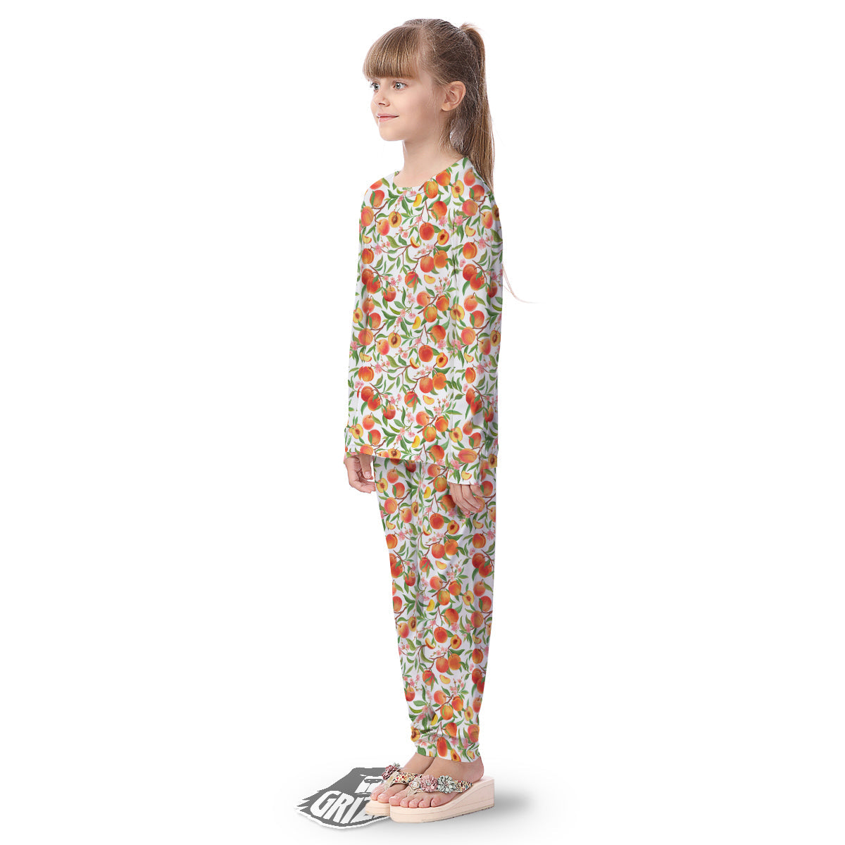 Flower Apricot And Print Pattern Kid's Pajamas-grizzshop
