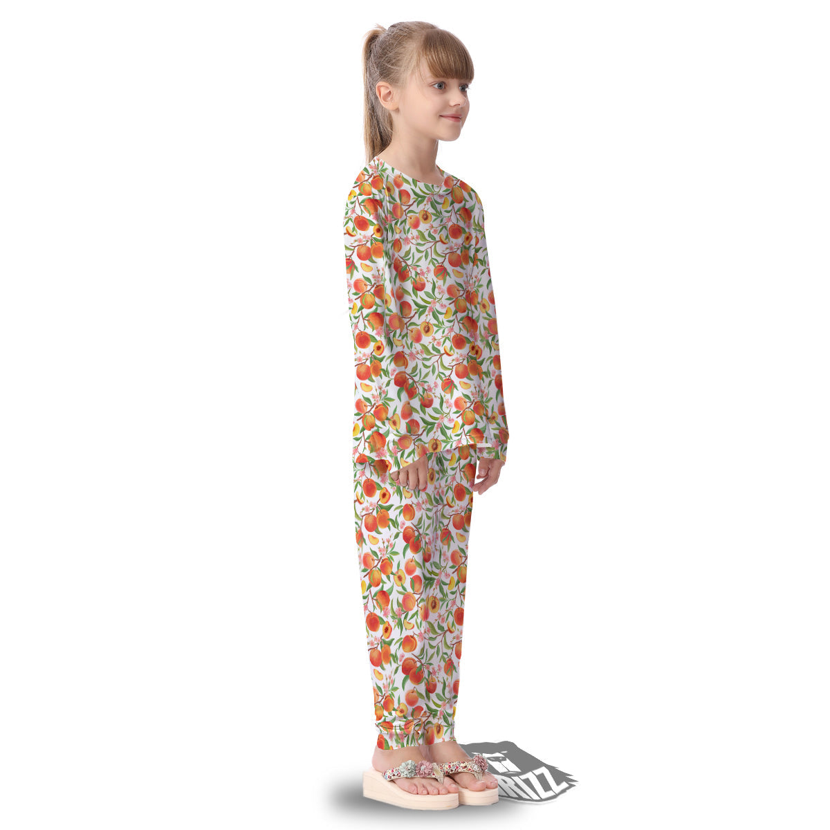 Flower Apricot And Print Pattern Kid's Pajamas-grizzshop