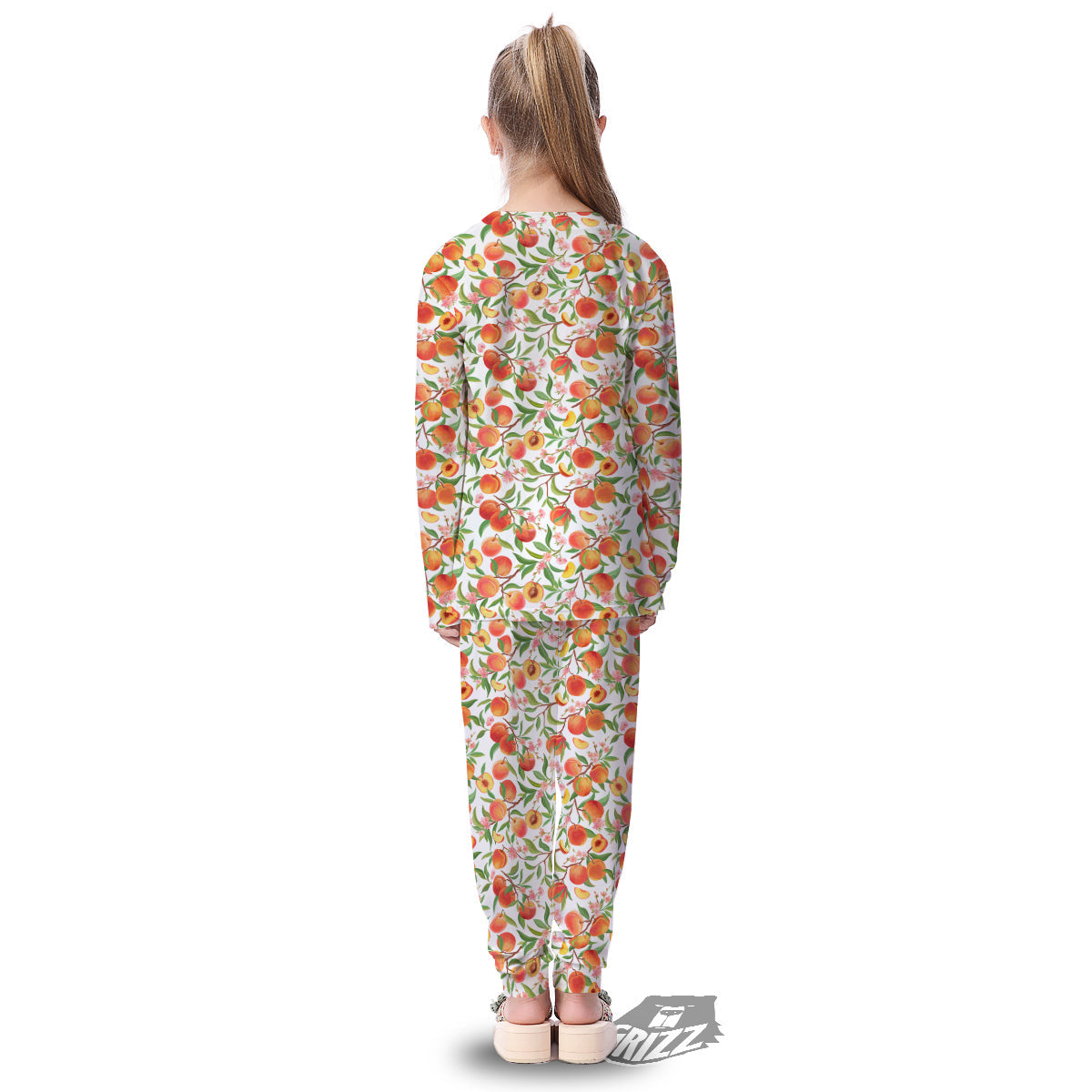Flower Apricot And Print Pattern Kid's Pajamas-grizzshop